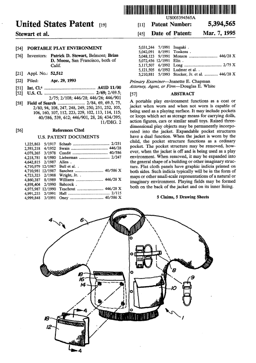 Children's wearable play environment patent